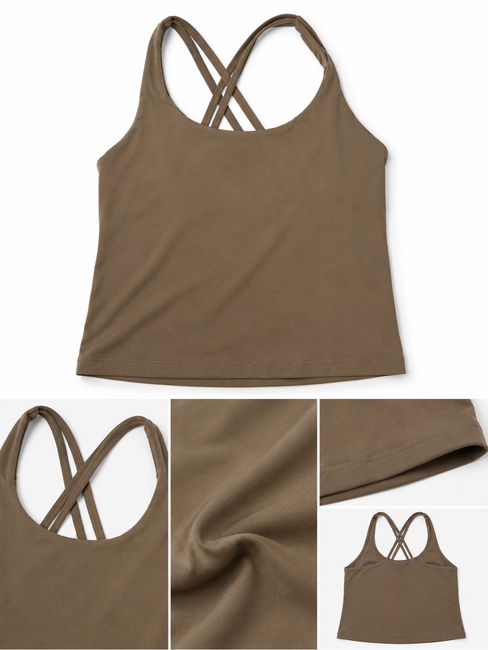 HeyNuts Nude Strappy Longline Sports Bra | Minimal Activewear | Size S 🤍